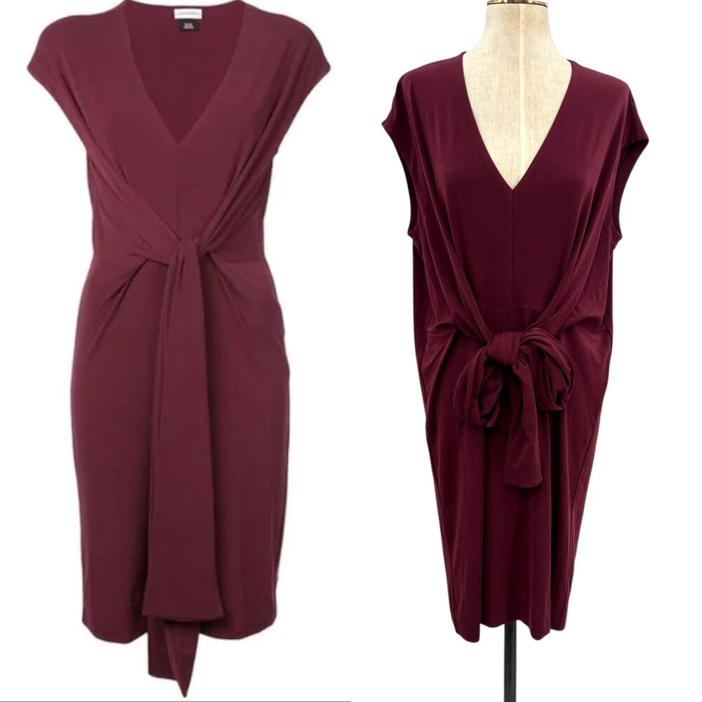 By Malene Birger Quinnas Dress Tie Front Short Sleeve Red Maroon Size Large